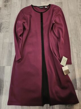 Liz Claiborne Plum Long Sleeve Dress with Black Trim
